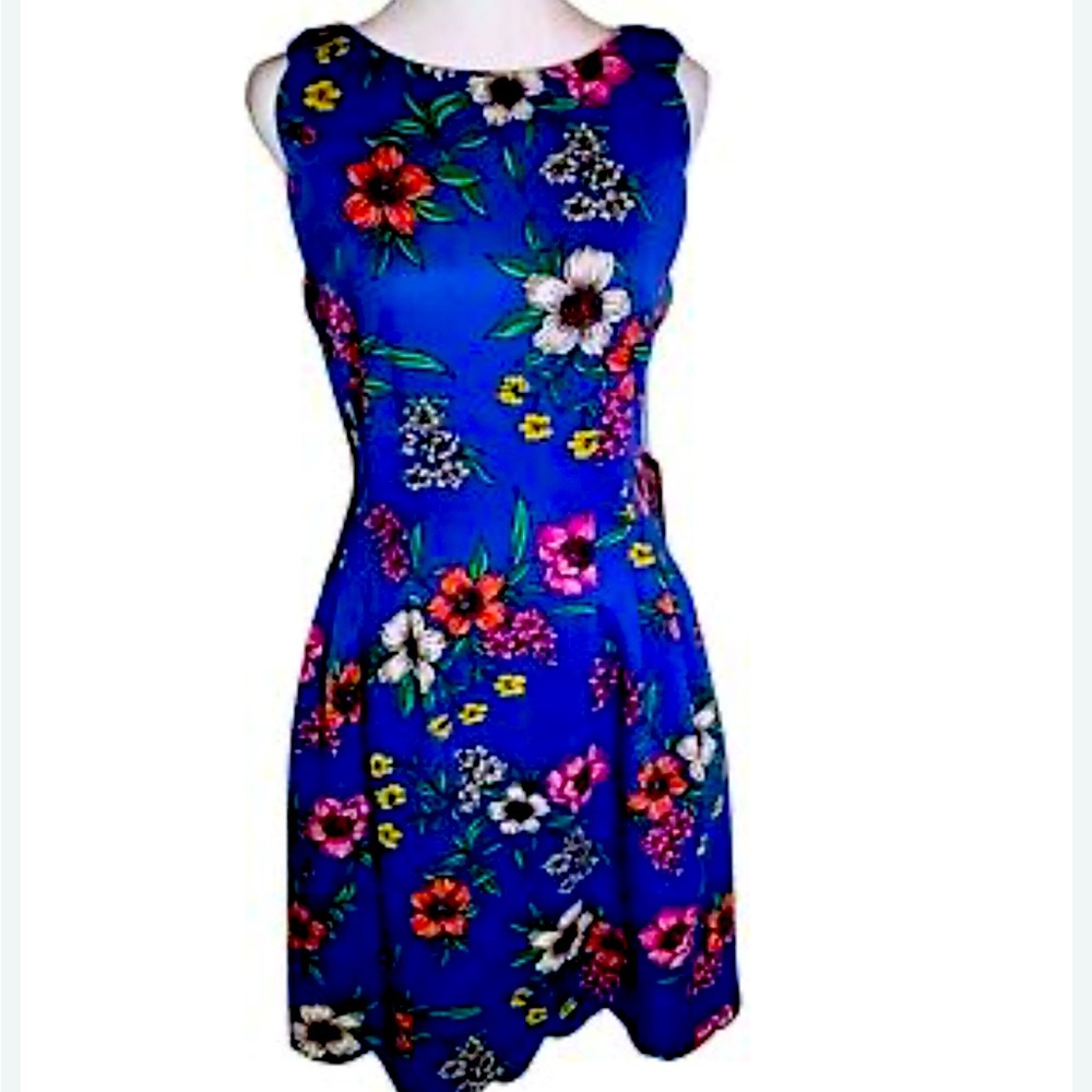 Vince Camuto A Line Scalloped edged floral print dress Size 14
